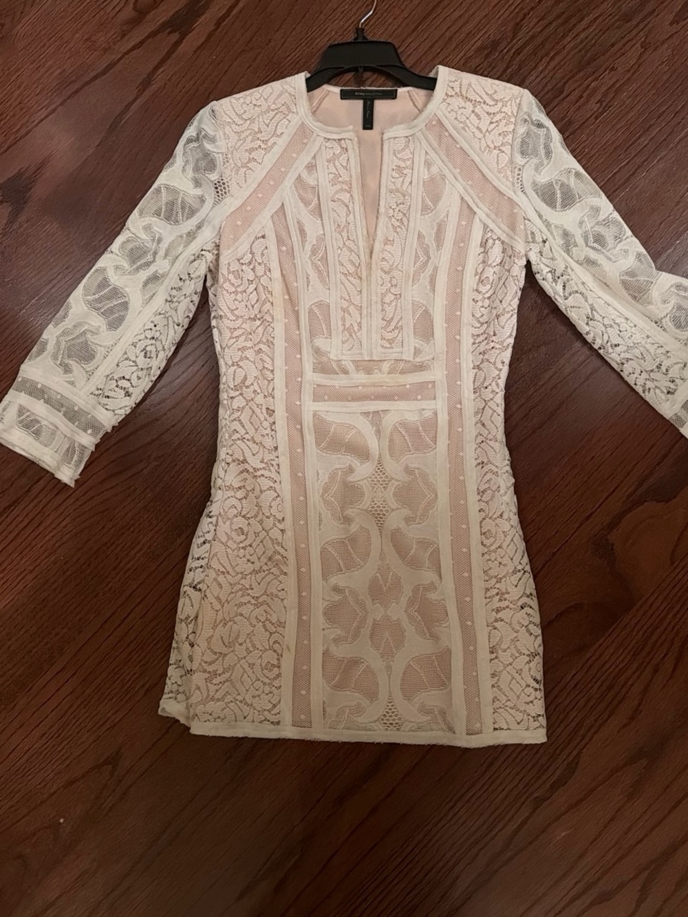 Long Sleeve Lace Sheath Dress in Blush